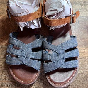 Toms Chambray and leather sandals. size 6.5